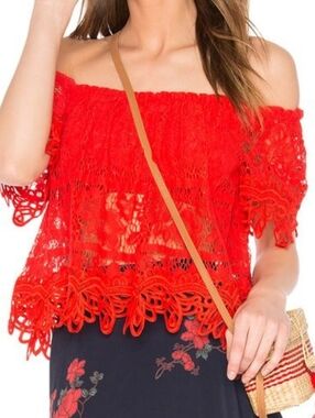 Free People Lace Off-Shoulder Crop Top